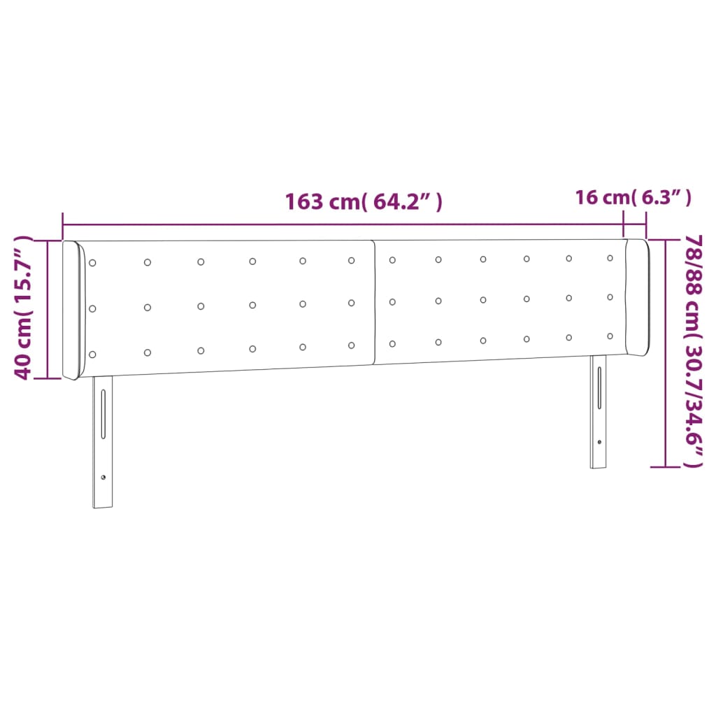 Čelo Postele Typu Ušák Krémové 163X16X78/88 Cm Umělá Kůže