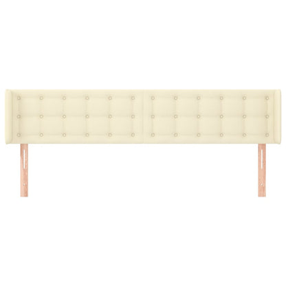 Čelo Postele Typu Ušák Krémové 203X16X78/88 Cm Umělá Kůže