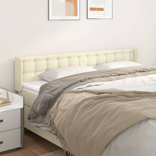 Čelo Postele Typu Ušák Krémové 203X16X78/88 Cm Umělá Kůže