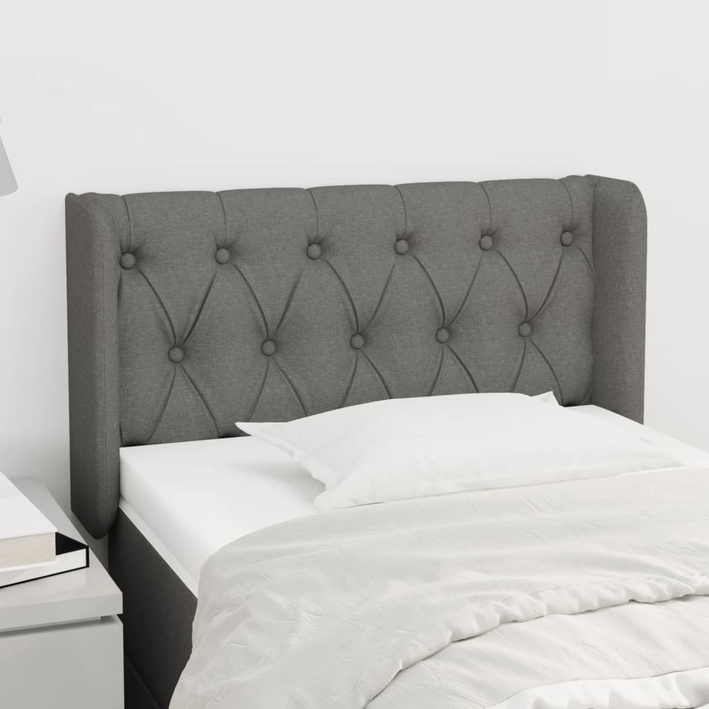 Čelo Postele Typu Ušák Tmavě Šedé 83X16X78/88 Cm Textil