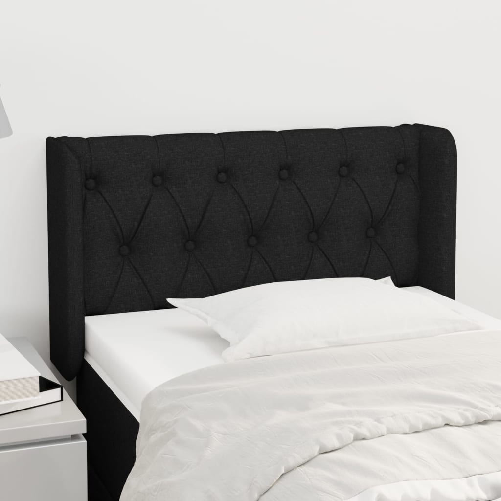 Čelo Postele Typu Ušák Černé 83 X 16 X 78/88 Cm Textil