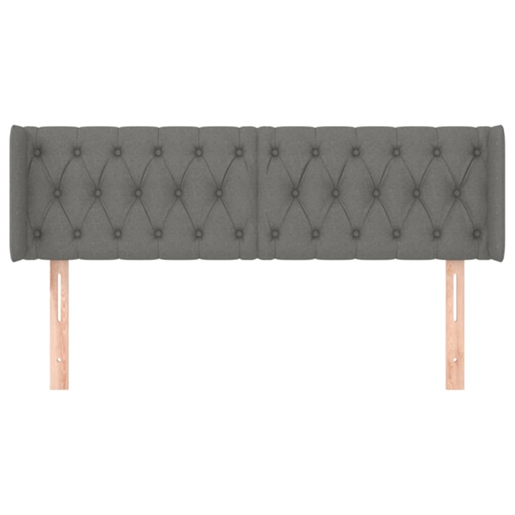 Čelo Postele Typu Ušák Tmavě Šedé 147X16X78/88 Cm Textil