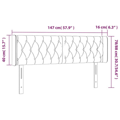 Čelo Postele Typu Ušák Tmavě Šedé 147X16X78/88 Cm Textil