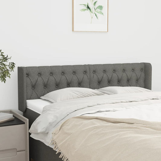 Čelo Postele Typu Ušák Tmavě Šedé 147X16X78/88 Cm Textil