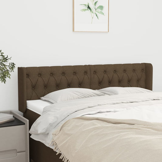 Čelo Postele Typu Ušák Tmavě Hnědé 147X16X78/88 Cm Textil