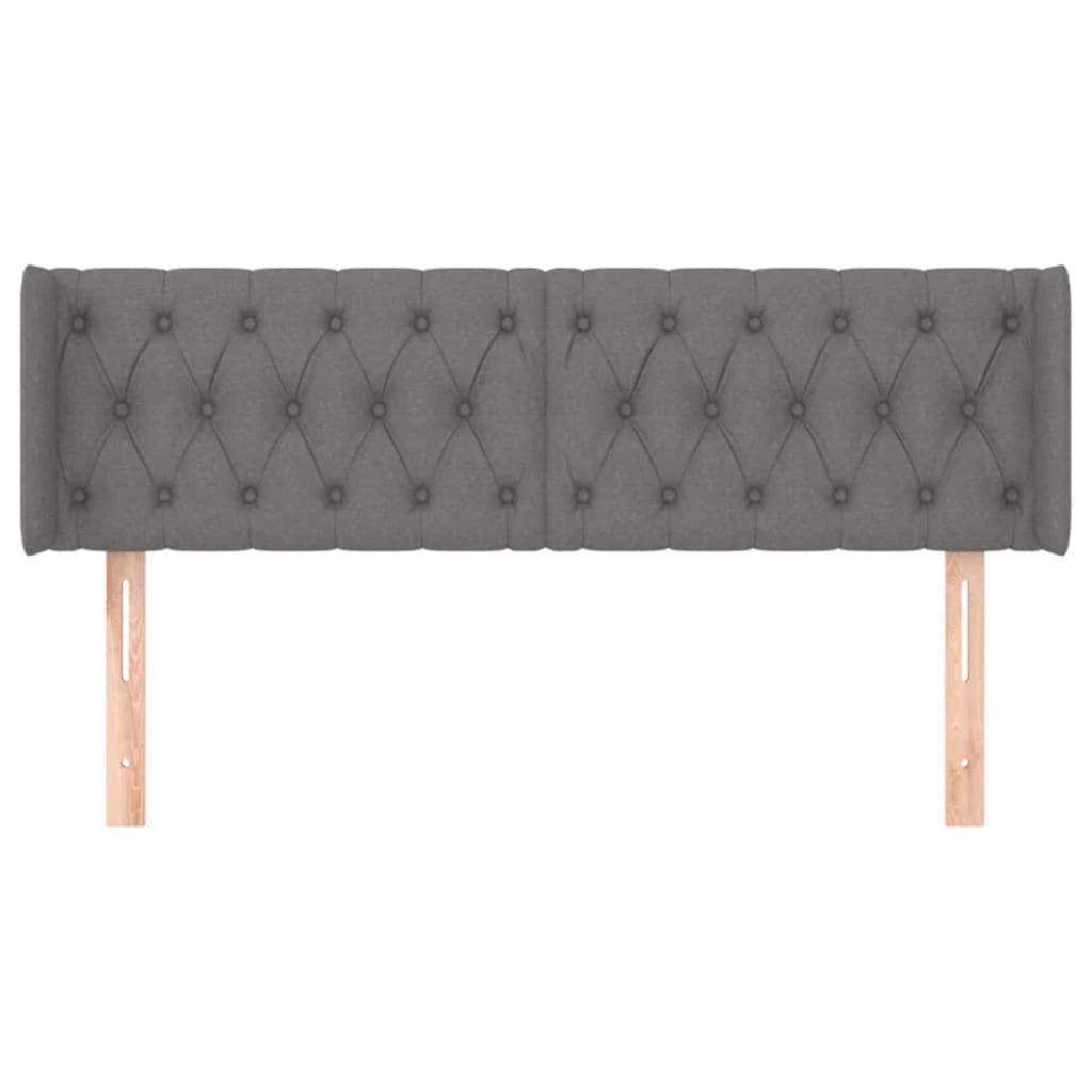 Čelo Postele Typu Ušák Tmavě Šedé 163X16X78/88 Cm Textil