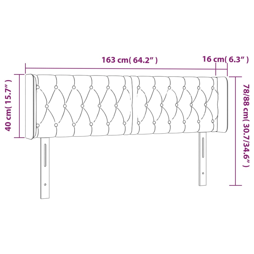Čelo Postele Typu Ušák Tmavě Šedé 163X16X78/88 Cm Textil
