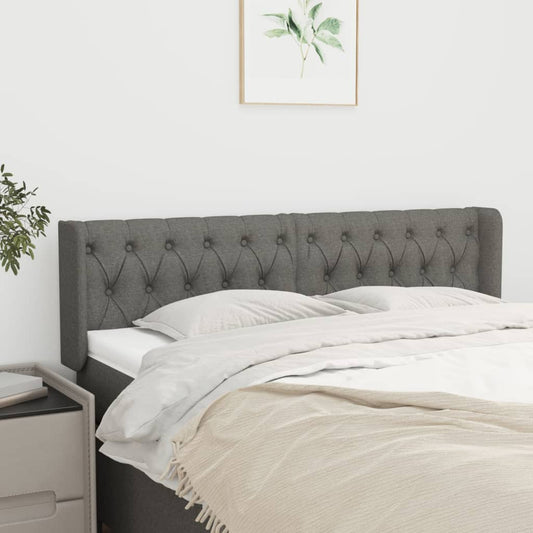 Čelo Postele Typu Ušák Tmavě Šedé 163X16X78/88 Cm Textil