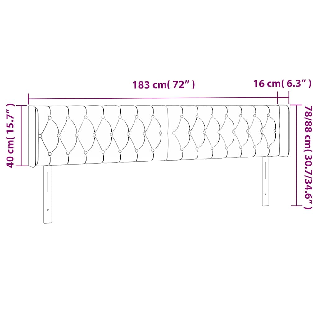 Čelo Postele Typu Ušák Světle Šedé 183X16X78/88 Cm Textil