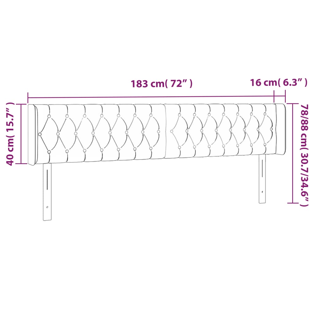 Čelo Postele Typu Ušák Tmavě Hnědé 183X16X78/88 Cm Textil