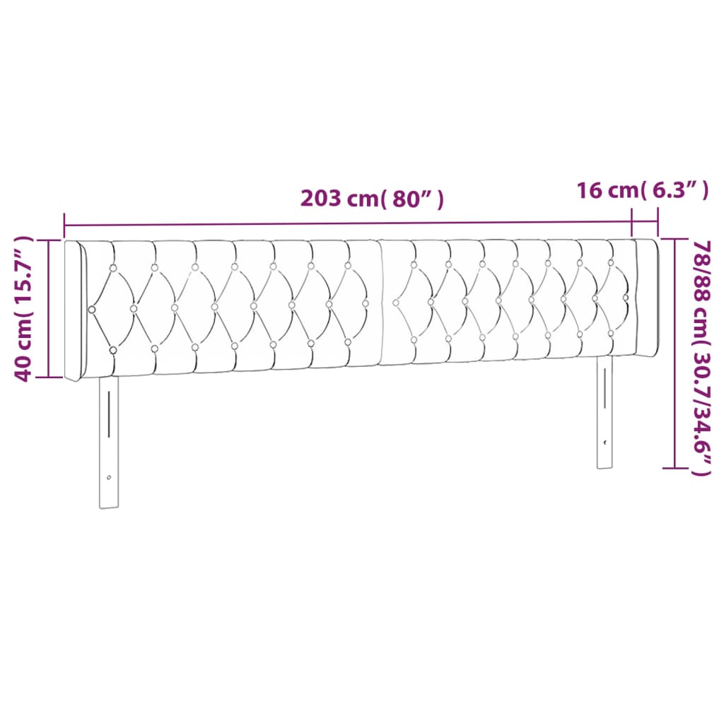 Čelo Postele Typu Ušák Světle Šedé 203X16X78/88 Cm Textil