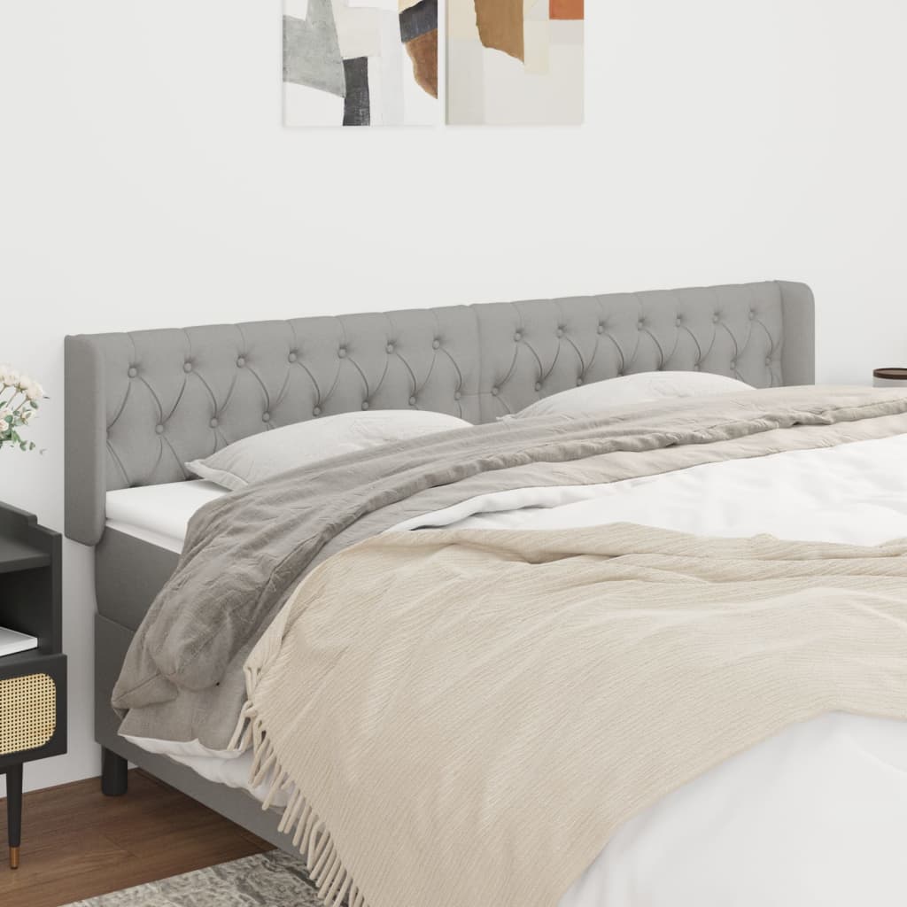 Čelo Postele Typu Ušák Světle Šedé 203X16X78/88 Cm Textil