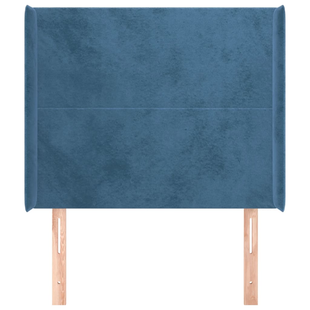 Čelo Postele Typu Ušák Tmavě Modrá 103X16X118/128 Cm Samet