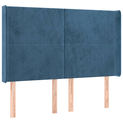 Čelo Postele Typu Ušák Tmavě Modrá 147X16X118/128 Cm Samet