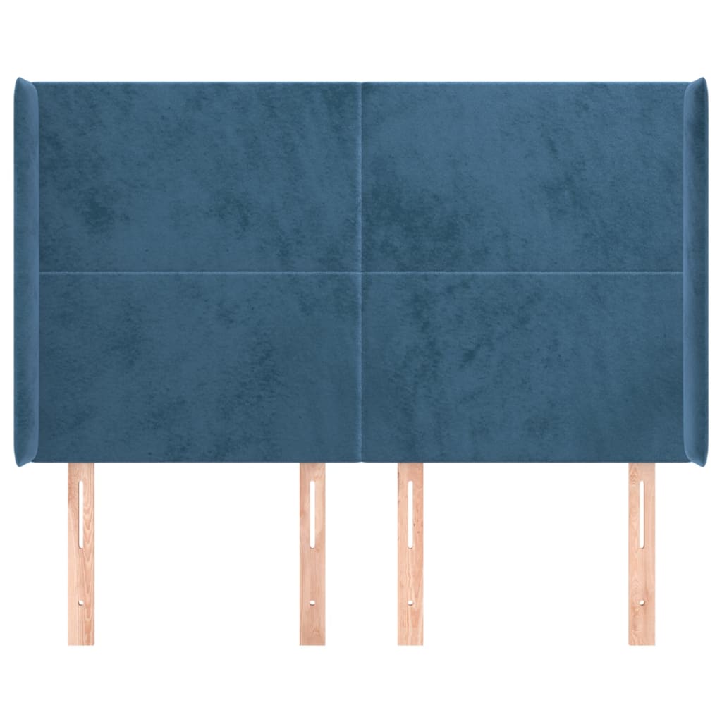 Čelo Postele Typu Ušák Tmavě Modrá 147X16X118/128 Cm Samet