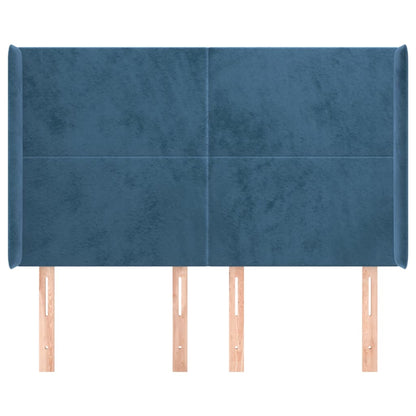 Čelo Postele Typu Ušák Tmavě Modrá 147X16X118/128 Cm Samet