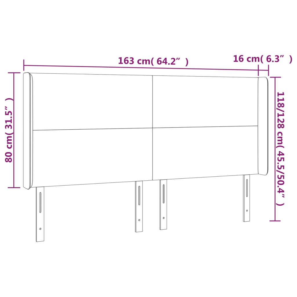 Čelo Postele Typu Ušák Tmavě Modrá 163X16X118/128 Cm Samet