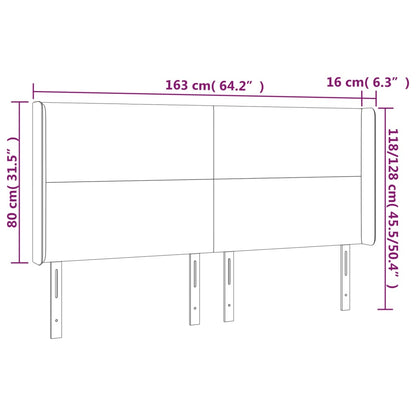 Čelo Postele Typu Ušák Tmavě Modrá 163X16X118/128 Cm Samet