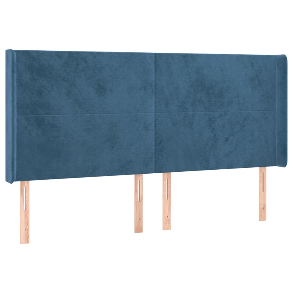 Čelo Postele Typu Ušák Tmavě Modrá 183X16X118/128 Cm Samet