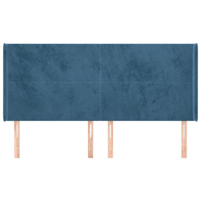 Čelo Postele Typu Ušák Tmavě Modrá 183X16X118/128 Cm Samet