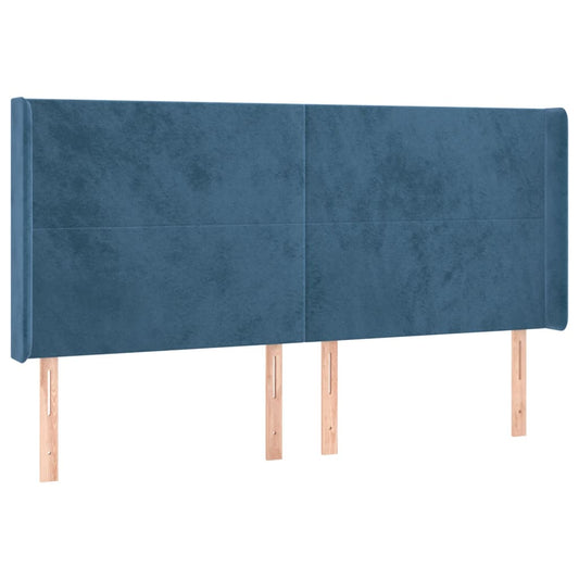 Čelo Postele Typu Ušák Tmavě Modrá 203X16X118/128 Cm Samet