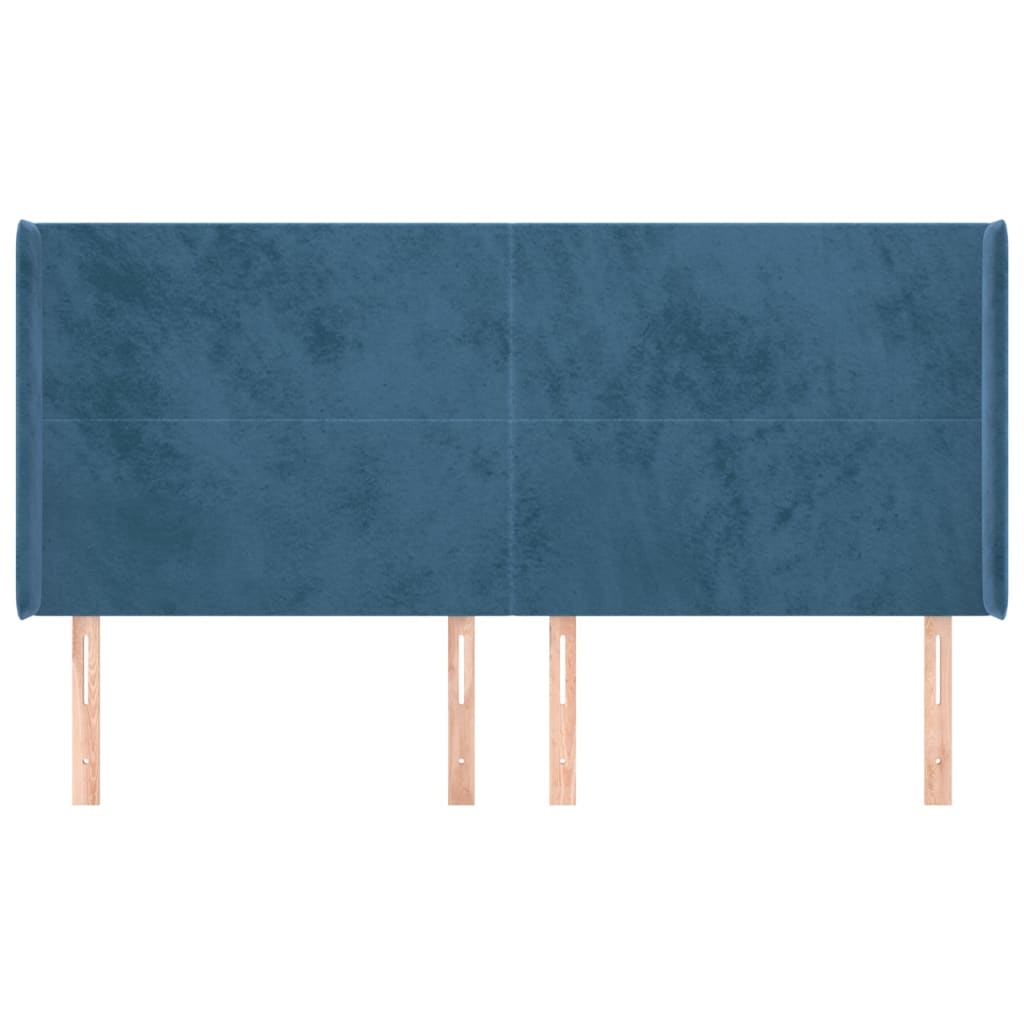 Čelo Postele Typu Ušák Tmavě Modrá 203X16X118/128 Cm Samet