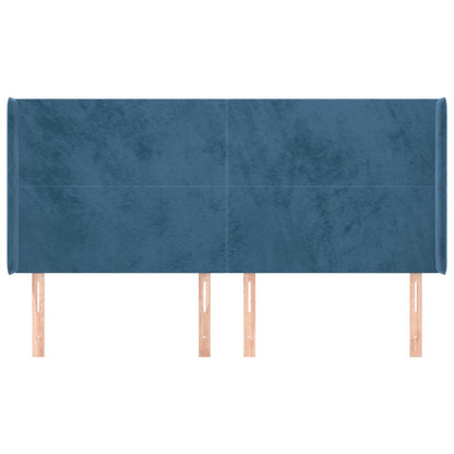 Čelo Postele Typu Ušák Tmavě Modrá 203X16X118/128 Cm Samet