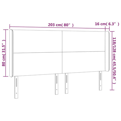 Čelo Postele Typu Ušák Tmavě Modrá 203X16X118/128 Cm Samet