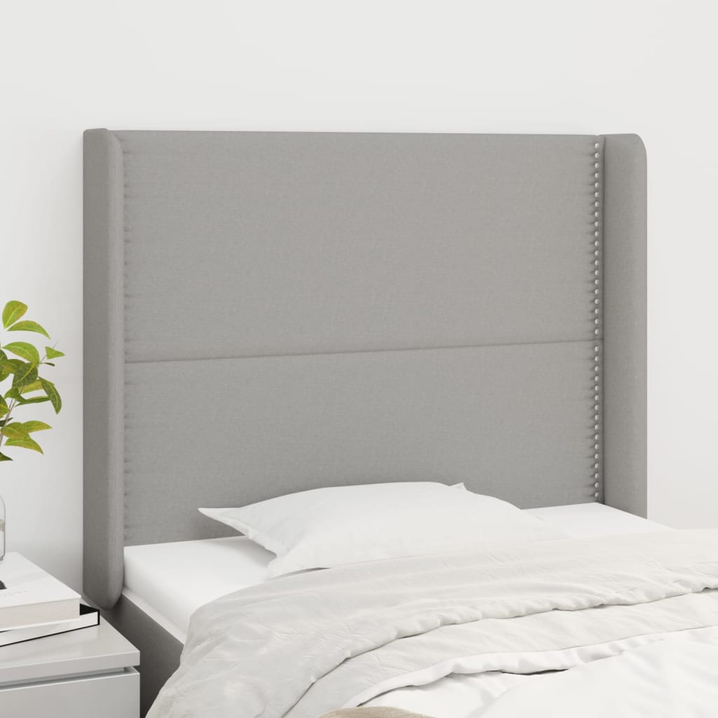 Čelo Postele Typu Ušák Světle Šedé 93X16X118/128 Cm Textil