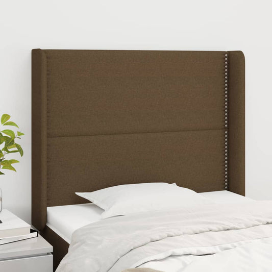 Čelo Postele Typu Ušák Tmavě Hnědé 93X16X118/128 Cm Textil