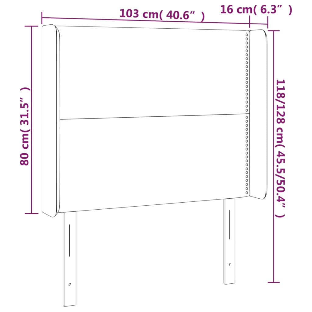 Čelo Postele Typu Ušák Tmavě Hnědé 103X16X118/128 Cm Textil