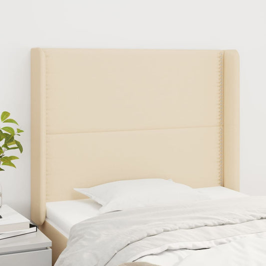 Čelo Postele Typu Ušák Krémové 103X16X118/128 Cm Textil
