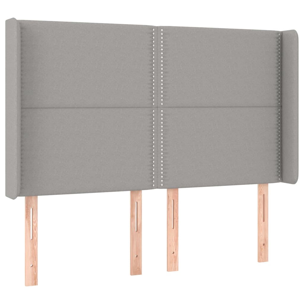 Čelo Postele Typu Ušák Světle Šedé 147X16X118/128 Cm Textil