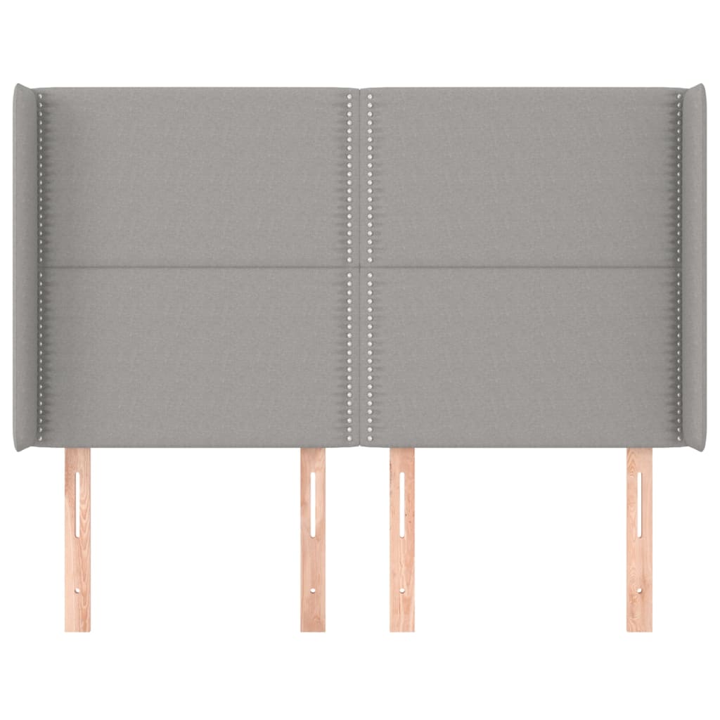 Čelo Postele Typu Ušák Světle Šedé 147X16X118/128 Cm Textil