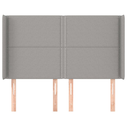 Čelo Postele Typu Ušák Světle Šedé 147X16X118/128 Cm Textil