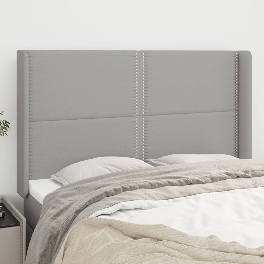 Čelo Postele Typu Ušák Světle Šedé 147X16X118/128 Cm Textil