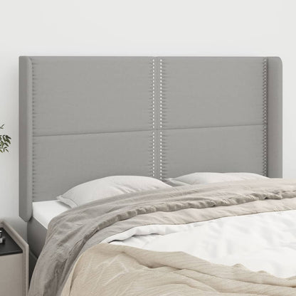 Čelo Postele Typu Ušák Světle Šedé 147X16X118/128 Cm Textil