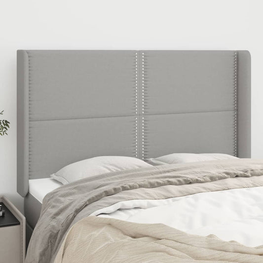 Čelo Postele Typu Ušák Světle Šedé 147X16X118/128 Cm Textil