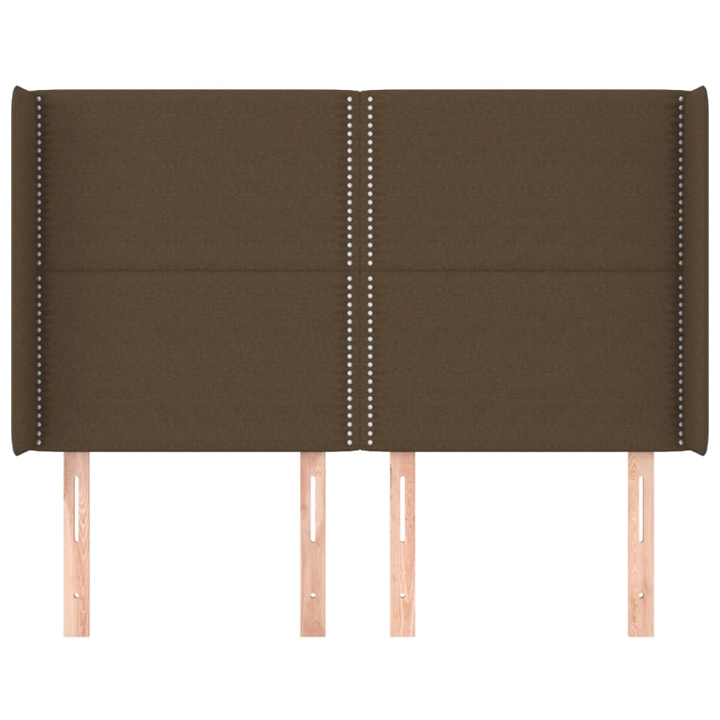 Čelo Postele Typu Ušák Tmavě Hnědé 147X16X118/128 Cm Textil