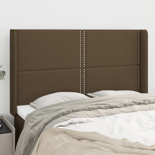 Čelo Postele Typu Ušák Tmavě Hnědé 147X16X118/128 Cm Textil