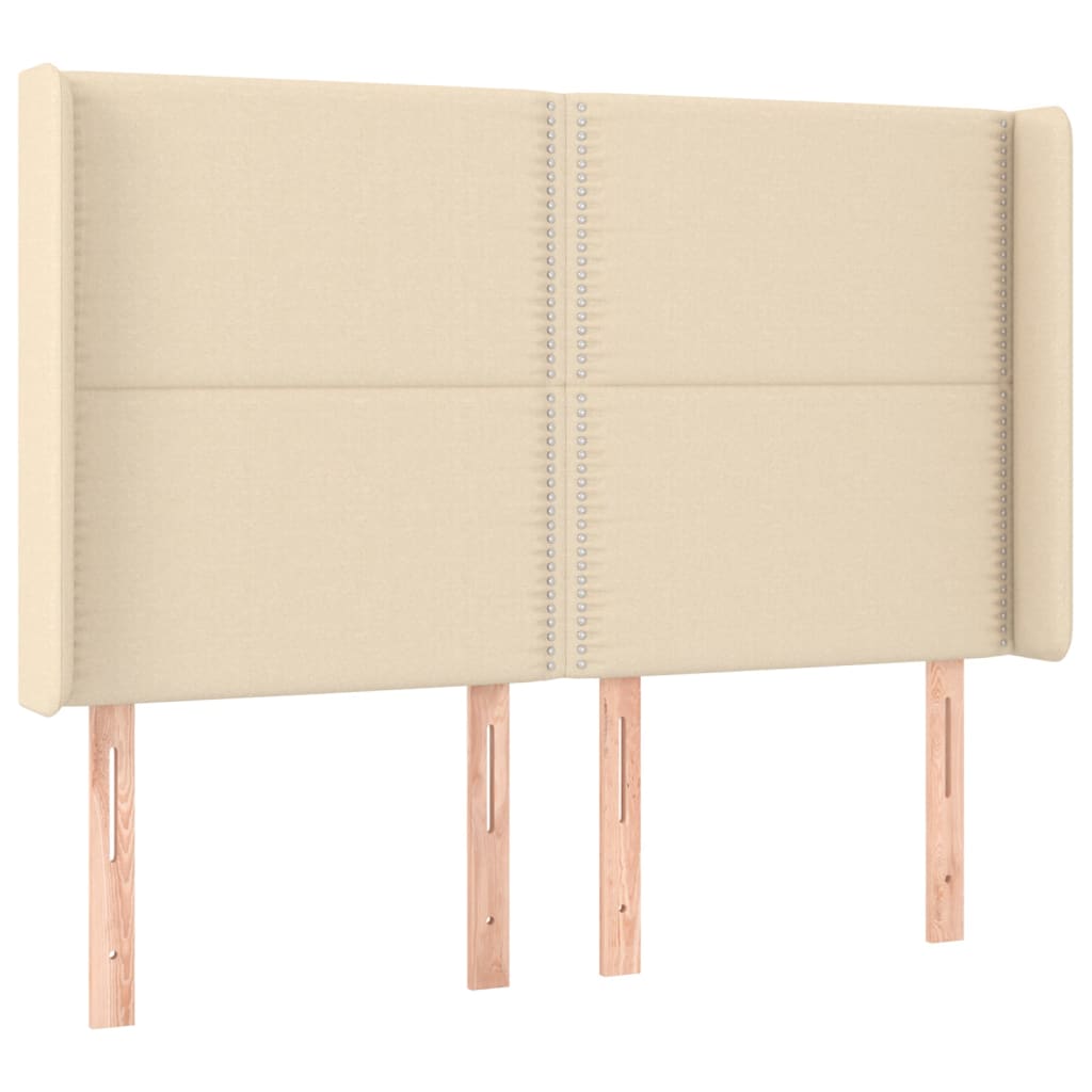 Čelo Postele Typu Ušák Krémové 147X16X118/128 Cm Textil