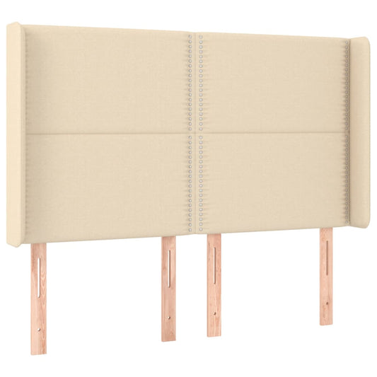 Čelo Postele Typu Ušák Krémové 147X16X118/128 Cm Textil