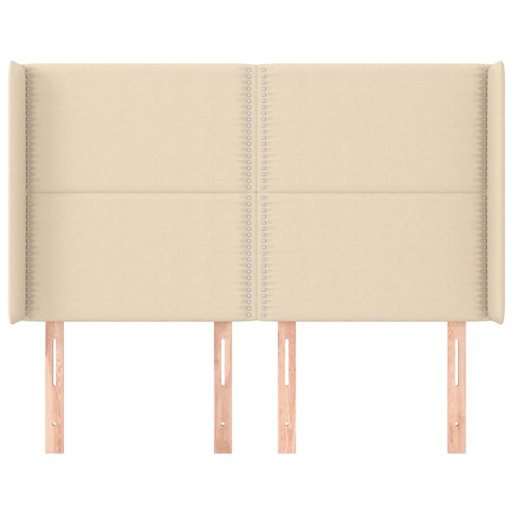Čelo Postele Typu Ušák Krémové 147X16X118/128 Cm Textil