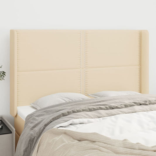 Čelo Postele Typu Ušák Krémové 147X16X118/128 Cm Textil