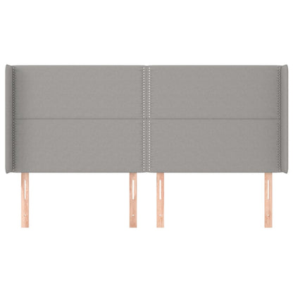 Čelo Postele Typu Ušák Světle Šedé 183X16X118/128 Cm Textil