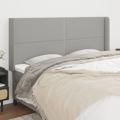 Čelo Postele Typu Ušák Světle Šedé 183X16X118/128 Cm Textil