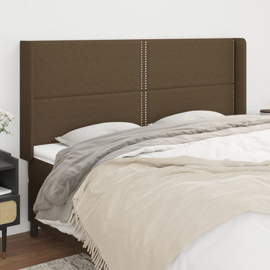 Čelo Postele Typu Ušák Tmavě Hnědé 183X16X118/128 Cm Textil