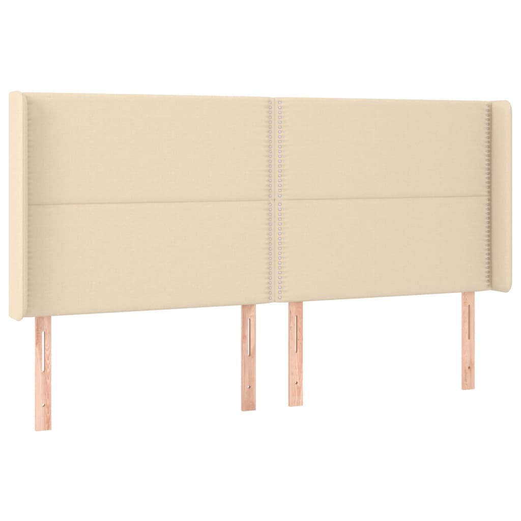 Čelo Postele Typu Ušák Krémové 183X16X118/128 Cm Textil