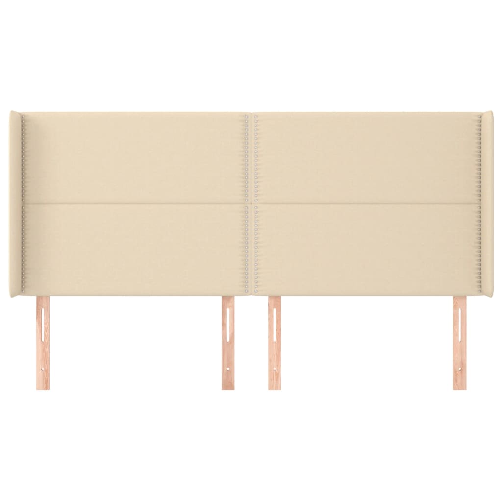 Čelo Postele Typu Ušák Krémové 183X16X118/128 Cm Textil