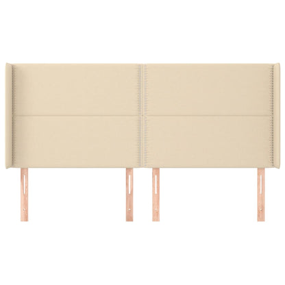 Čelo Postele Typu Ušák Krémové 183X16X118/128 Cm Textil